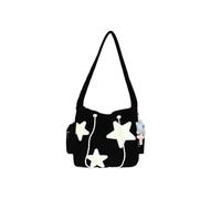 PORRASSO Sac à Bandoulière Velours Côtelé pour Fille Sac D'épaule avec Pendentif Sac de Messager Femmes Crossbody Bag pour Dating Voyage Usage Quotidien Noir