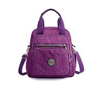 PORRASSO Sac à Dos de Loisirs Femme Sac D'épaule Sac Bandoulière Nylon Sac à Main Daypack pour Travail Voyage Usage Quotidien Violet