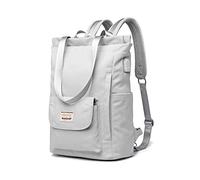 PORRASSO Sac à dos décontracté avec port USB et sangle pour bagages, sac d'école de 15,6 pouces, portable, sac d'école, travail, voyage, Daypack, gris, M, Pratique