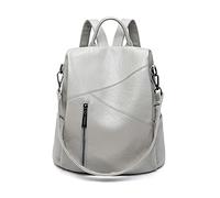 PORRASSO Sac à Dos Femme Antivol Sacs à Bandoulière Fille Mode Sac D'école Étanche PU Cuir Daypack Travail Voyage Sac à Dos Gris