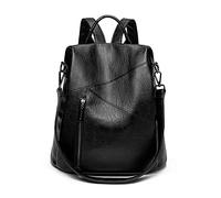 PORRASSO Sac à Dos Femme Antivol Sacs à Bandoulière Fille Mode Sac D'école Étanche PU Cuir Daypack Travail Voyage Sac à Dos Noir