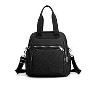 PORRASSO Sac à Dos Mode Sac D'épaule Femme Sac à Main avec Port de Chargement USB Nylon Sac Bandoulière Daypack pour Travail Voyage école Usage Quotidien Noir