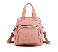 PORRASSO Sac à Dos Mode Sac D'épaule Femme Sac à Main avec Port de Chargement USB Nylon Sac Bandoulière Daypack pour Travail Voyage école Usage Quotidien Rose