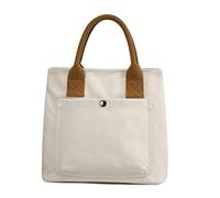 PORRASSO Sac à Main en Toile Femmes Fourre-Tout Sac Cabas de Loisirs pour Travail Voyage Usage Quotidien Blanc