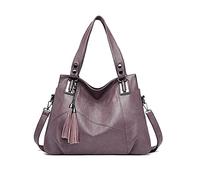 PORRASSO Sac à Main Femme Mode Sac D'épaule Hobo Sac Bandoulière Grand Sac de Messager en Cuir PU Voyage Travail Datation Fourre-Tout Violet