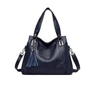 PORRASSO Sac à Main Femme Mode Sac D'épaule Hobo Sac Bandoulière Grand Sac de Messager en Cuir PU Voyage Travail Datation Fourre-Tout Bleu Marine