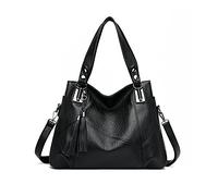 PORRASSO Sac à Main Femme Mode Sac D'épaule Hobo Sac Bandoulière Grand Sac de Messager en Cuir PU Voyage Travail Datation Fourre-Tout Noir