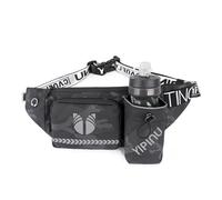 PORRASSO Sac Banane Sportif Étanche Sac à la Taille Léger Bum Bag avec Prise Jack Réflecteur Design pour Hommes Femmes Course Randonnée Voyage Cyclisme Noir