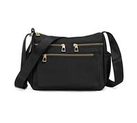 PORRASSO Sac Bandoulière Femme Multi-Poches Sac D'épaule Femmes Sac de Messager Nylon Sac à Main pour Travail Voyage Shopping Usage Quotidien Noir