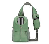 PORRASSO Sac de Poitrine Homme Sac à Bandoulière Résistant à l'eau Sling Bag Grande Capacité avec Multiples Poches Léger pour Randonnée Voyages Usage Quotidien Vert