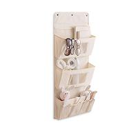PORRASSO Sac de Rangement Suspendu Poches Organisateur Mural en Tissu Pochette Sac Organisateur Salle de Bain Cuisine Bureau Abricot