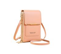 PORRASSO Sac de Téléphone Portable à Écran Tactile Femmes Sac Bandoulière Mode Sac D'épaule Petit PU Crossbody Portefeuille pour Achats Voyage Rose