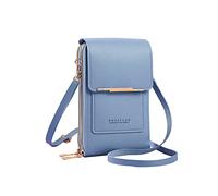 PORRASSO Sac de Téléphone Portable à Écran Tactile Femmes Sac Bandoulière Mode Sac D'épaule Petit PU Crossbody Portefeuille pour Achats Voyage Bleu
