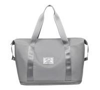 PORRASSO Sac de Voyage pour Femme Sac de Sport Grande Extensible Sac de Fitness Gym Sac à Main Sacs de Lavage Travel Duffel Bag pour Natation Sport Gris