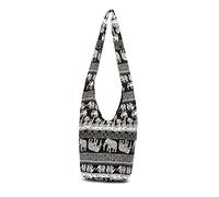 PORRASSO Sac D'épaule Femme Hippie Sac à Bandoulière Poids Léger Sacs à Main pour Voyage Plage École Randonnée Pique-Nique Noir