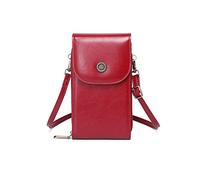 PORRASSO Téléphone Sac Bandoulière Femmes Mode Sac D'épaule avec Blocage RFID Fille Sac de Téléphone Cuir Étanche Crossbody Portefeuille pour Achats Voyage Rouge