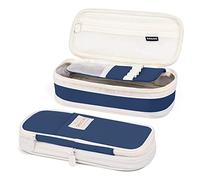 PORRASSO Trousse Scolaire Extensible Grande Trousse à Crayons Trousse de Maquillage Multi Compartiment Pencil Case pour Filles Garçon Étudiants Adolescents Bleu