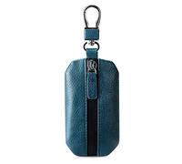 PORRASSO Véritable Cuir Voiture clé Cas Étui Porte-clés Portable Car Key Case étanche Mini Portefeuille Protection pour Télécommande Porte-clés Domestique Utilisation Cas Clé Quotidienne Bleu