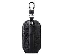 PORRASSO Véritable Cuir Voiture clé Cas Étui Porte-clés Portable Car Key Case étanche Mini Portefeuille Protection pour Télécommande Porte-clés Domestique Utilisation Cas Clé Quotidienne Noir
