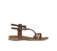 Porronet Sandale plate Esclave Bio en cuir Moka Samantha, Moka, 41 EU