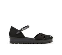 Porronet Sandales compensées en croûte de cuir noir Tamara, Noir , 38 EU