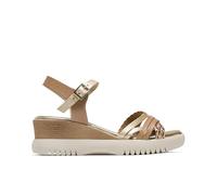 Porronet Sandales compensées en cuir à lanières Taupe Or Berta, Taupe doré, 39 EU