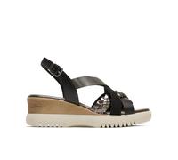 Porronet Sandales compensées en cuir tressé noir plomb barbara, Noir / Plomb, 36 EU