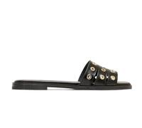 Porronet Sandales plates en cuir avec clous Noir Venus, Noir , 37 EU