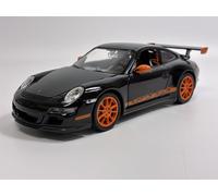 Porsche 911 GT3 RS 2007 Noir Avec Des Rayures Orange Et Jantes 1:24 Welly 22495