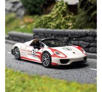 Porsche 918 Spyder, Blanc avec bandes rouges - Minichamps 870062137 - HO 1/87