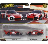 Hot Wheels Coffret 2 véhicules Car Culture Premium Porsche 935 & 2018 – 1/64, Real Riders, JHW51