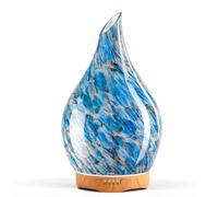 Porseme 280ml Diffuseur d'arômes en Verre soufflé à la Main pour huiles essentielles, Grand humidificateur à Brume fraîche ultrasonique, 7 LED à Changement de Couleur, pour la Maison（Blue）