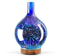 Porseme Aroma Diffuser Luftbefeuchter,100ml Handgeblasen 3D Luftbefeuchter Ultraschall Leise 7 farbwechselnde LEDs Raumbefeuchter BPA Frei für Wohnung Yoga Spa mit Timer (Silver)