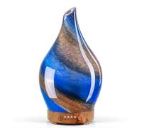 Porseme Diffuseur d'arômes 100ml, diffuseur en Verre soufflé à la Main pour huiles essentielles, humidificateur ultrasonique Silencieux, 7 Types de Couleurs de lumière LED pour la Maison (Galaxy)