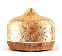 Porseme Diffuseur d'huiles essentielles 500 ml en verre plaqué or pour aromathérapie, humidificateur ultrasonique - Arrêt automatique, réglage de la minuterie, sans BPA pour maison, hôtel, yoga, spa