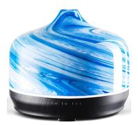 Porseme Verre diffuseur d'arômes 500ml, diffuseur pour huiles essentielles, Grand humidificateur, Brume fraîche ultrasonique, 7 changements de Couleur, Dure 15 à 21 Heures pour Appartement(Blue Ink)