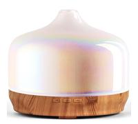 Porseme Verre diffuseur d'arômes 500ml, diffuseur pour huiles essentielles, Grand humidificateur,Brume fraîche Ultrasonique,7 changements de Couleur, Dure 15 à 21 Heures pour Appartement(White Jade)