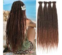 PORSMEER - Lot de 20 extensions de dreadlocks synthétiques dégradées marron, tresses au crochet en style reggae, dreadlocks hippies faites à la main, 0,6 cm de largeur, cheveux doux pour femmes ou