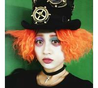 PORSMEER Perruque courte bouclée orange pour carnaval Perruque du Chapelier courte bouclée orange pour Halloween Carnaval Perruques Cosplay
