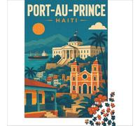 Port-au-Prince Poster Puzzle 1000 pièces pour Adultes | puzzle pour un w nd prolongé le passe temps parfait pour un long w nd loin de la routine à la maison le soir38x52cm