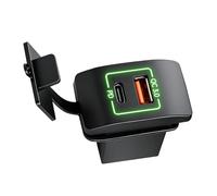 Port chargeurs de Voiture 30W USB C 18W Sortie USB lumière, Green | Conception étanche avec lumière LED et protections de sécurité pour voitures, camions, bateaux