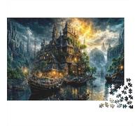 Port château rêve Puzzle 1000 Pièces Adulte sans Poussière,Puzzle Difficile énigme De Compétence Logique pour Une Activité Zen,Puzzle Cadeau d'anniversaire 70x50cm/1000pcs