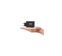 Port Connect Chargeur Mural gan USB-c Power Delivery™ & USB-a Quick Charge 120w avec câble Type c 2 mètres Noir Prise EU