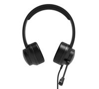Port Connect Casque USB stéréo de bureau – confortable, micro antibruit, télécommande – Noir