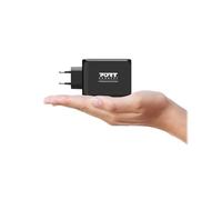 Port Connect Chargeur Mural gan USB-c Power Delivery™ & USB-a Quick Charge 120w avec câble Type c 2 mètres Noir Prise EU
