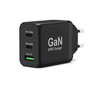 Port Connect Chargeur Mural gan USB-c Power Delivery™ & USB-a Quick Charge 65w avec câble Type c 2 mètres Noir Prise UK