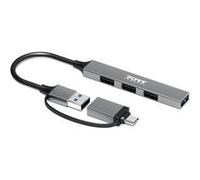 PORT Connect - Concentrateur (hub) - USB-C/USB-A, slim - 3 x USB 2.0 + 1 x SuperSpeed USB - de bureau