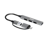 Port Designs Hub USB-C 900160 – 5 Gbit/s, 3x USB 2.0 + 1x SuperSpeed, Argent, aluminium, 0,1 m