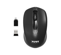 PORT Connect - Souris - droitiers et gauchers - optique - 3 boutons - sans fil - 2.4 GHz - récepteur sans fil USB - Pour la vente au détail
