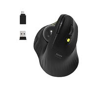Port Connect Souris Ergonomique avec Boule directionnelle Bluetooth sans Fil Rechargeable USB-a/USB-c 2.4 ghz Noire